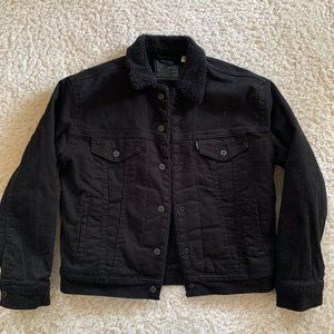 Levi's Black Denim Jacket w/ Fleece XS